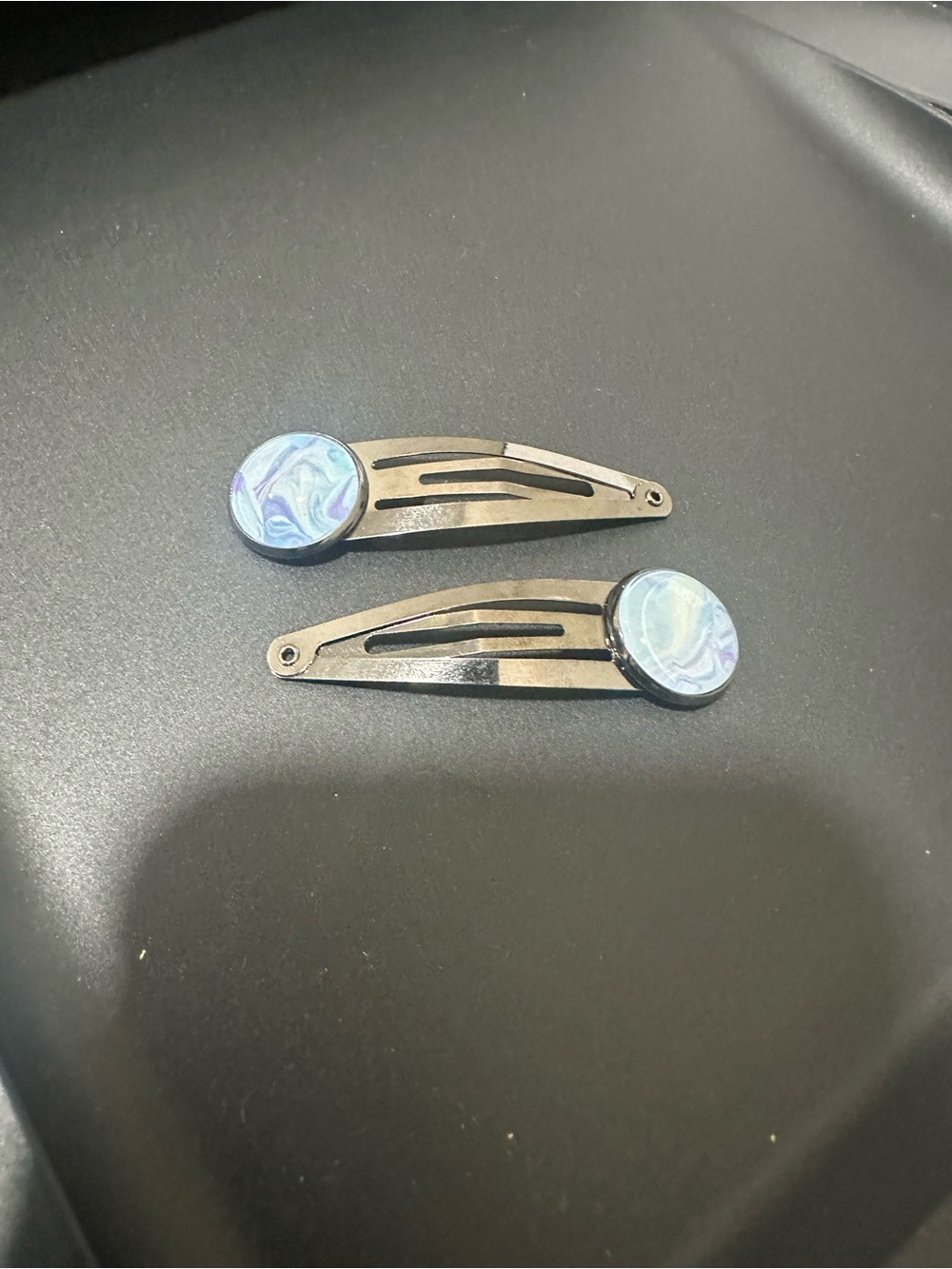 Blue Swirl Round Hair Clips for Kids